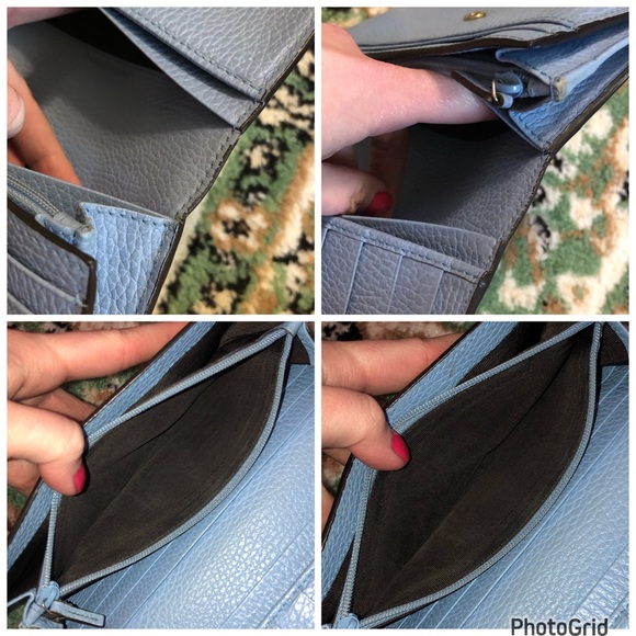 Gucci AUTHENTIC Interlocking G Grained Pebbled Baby Blue Leather GG Long Wallet - Picture 15 of 16